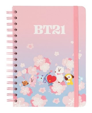 Bt21 Cherry Blossom Lined Cover A5 Notepad Stationery