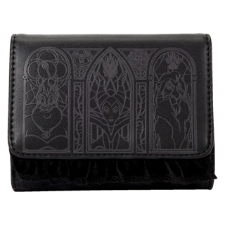 Disney Villains Black Velvet Loungefly Tri-Fold Wallet