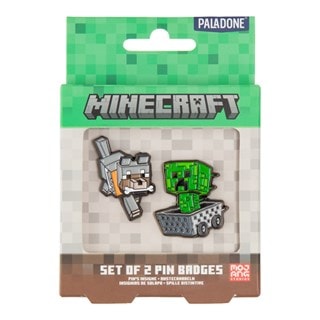 Minecraft Set Of 2 Creeper & Wolf Pin Badges