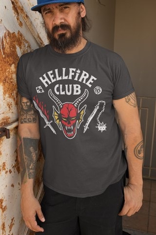Hellfire Club Face Stranger Things Season 4 Charcoal Tee (hmv Exclusive)