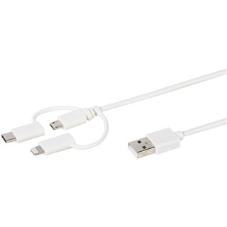Vivanco Multi-Cable with Lightning, USB-C & Micro USB Connectors 1.2m