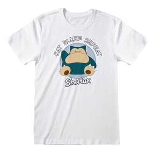 Snorlax Eat Sleep Repeat Pokemon White Tee