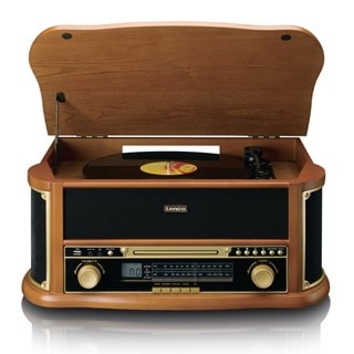 Lenco TCD-2551WD Wood Bluetooth Turntable with FM radio, CD & Cassette