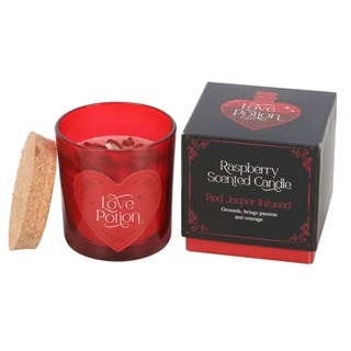 Love Potion Raspberry With Red Jasper Chips And Cork Lid Scented Glass Candle