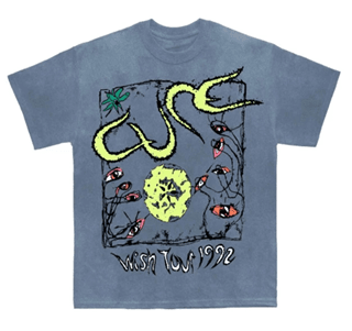 The Cure Wish Tour 92 Stone Wash Blue Tee