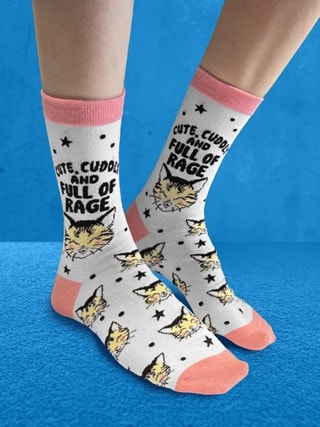 Kitsch Kitten Cute, Cuddly & Full Of Rage Twisted Soles Size 3-7 Socks