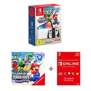 Nintendo Switch Console OLED Model (White) + Super Mario Bros. Wonder + 12 Months NSO