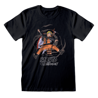 Naruto Shippuden Jumping Swirl Black Tee