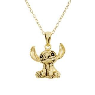 Gold Plated Sterling Silver Pendant Lilo & Stitch Necklace