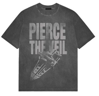 Pierce The Veil Large Text Stone Wash Charcoal Tee