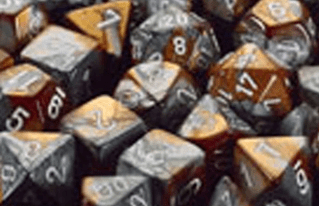 Copper/Steel And White (Set Of 7) Chessex Dice