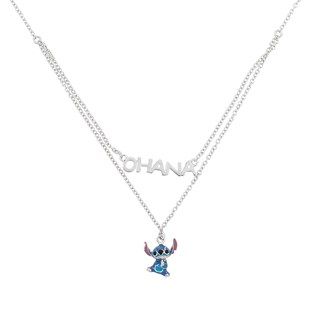Silver And Blue Double Chain Pendant: Lilo And Stitch Necklace