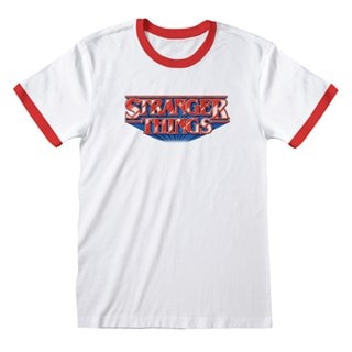 Retro Logo Stranger Things 5 White Tee