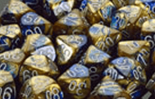 Blue/Gold And White (Set Of 7) Chessex Dice