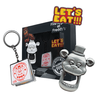 Five Nights At Freddys Bottle Opener, Pin Badge & Keyring Gift Set