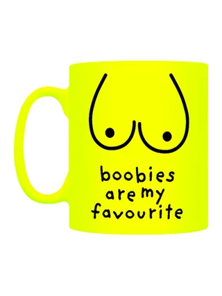 Boobies Are My Favourite Neon Yellow Mug