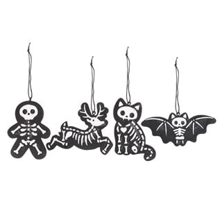 Black Creepy Skeleton Cookie Ornaments Set Of 4