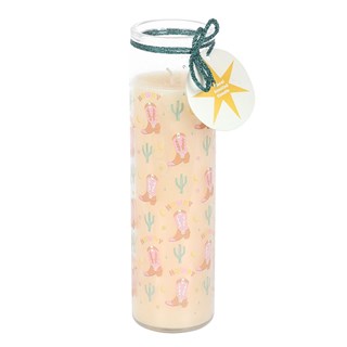 Howdy Cowboy Boot Print Floral Candle