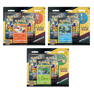 Shield 12.5 Crown Zenith Pin Collection Rillaboom, Cinderace, Inteleon Assorted Pokemon Trading Card