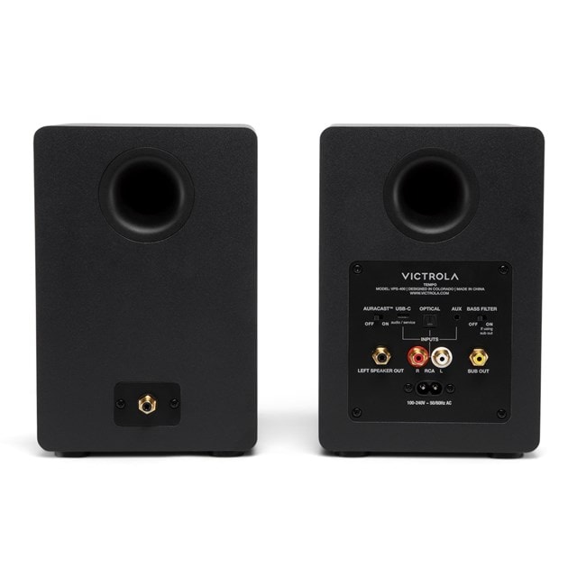 Victrola Tempo Black Bluetooth Bookshelf Speakers - 5