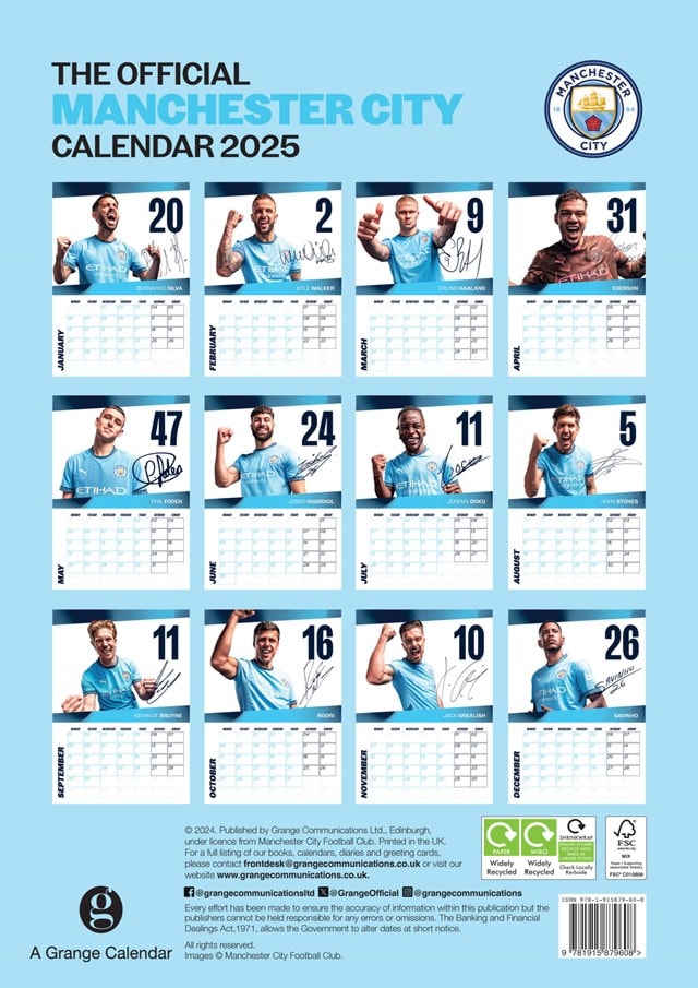 Manchester City FC 2025 A3 Calendar - 4