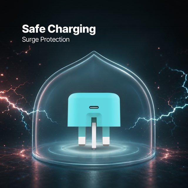 SmartCharger Pro Neon Blue 20W Wall Plug and USB-C Cable Pack - 12
