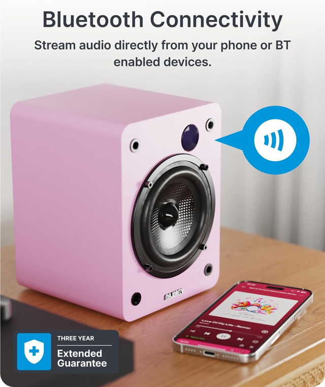 Majority D50X Pink Bluetooth Bookshelf Speakers - 3