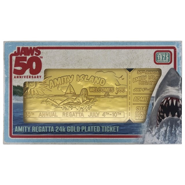 Jaws 50th Anniversary 24K Gold Plated Amity Regatta Ticket - 3