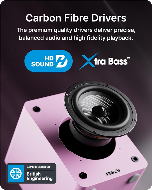Majority D50X Pink Bluetooth Bookshelf Speakers - 4