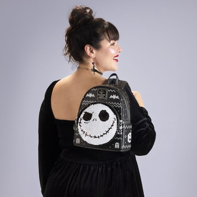 Jack Skellington Reversible Sequins Nightmare Before Christmas Loungefly Mini Backpack - 7
