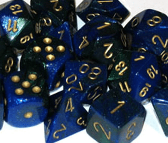 Blue/Green And Gold (Set Of 7) Chessex Dice - 1