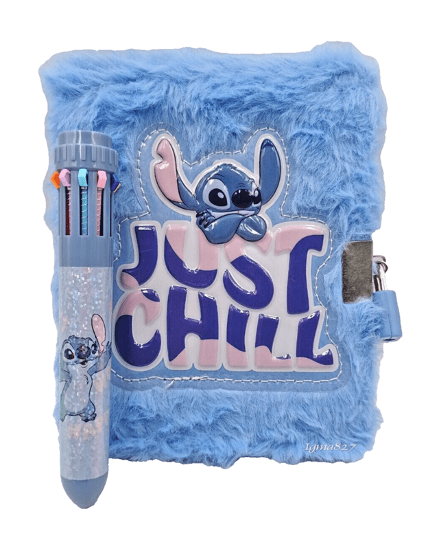 Just Chill Stitch Fluffy Notebook With Multicolour Pen - 1