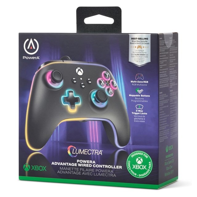 PowerA Advantage Wired Controller for Xbox Series X with Lumectra + RGB LED Strip - Black - 8