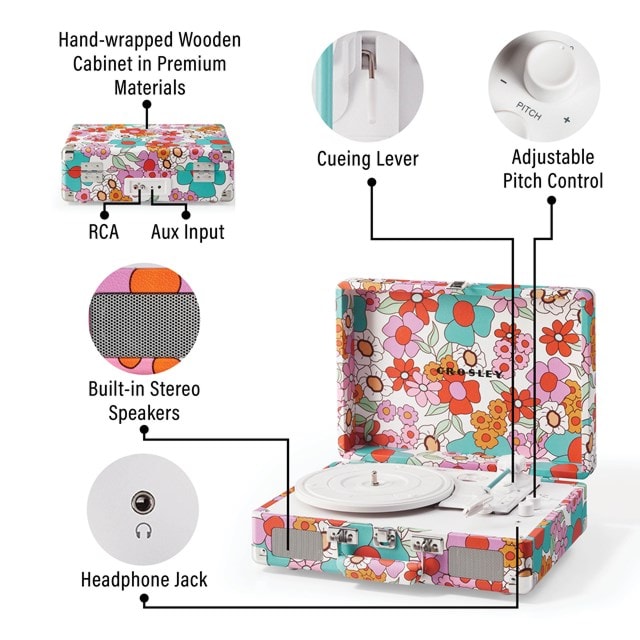Crosley Cruiser Plus Groovy Floral Bluetooth Turntable - 14