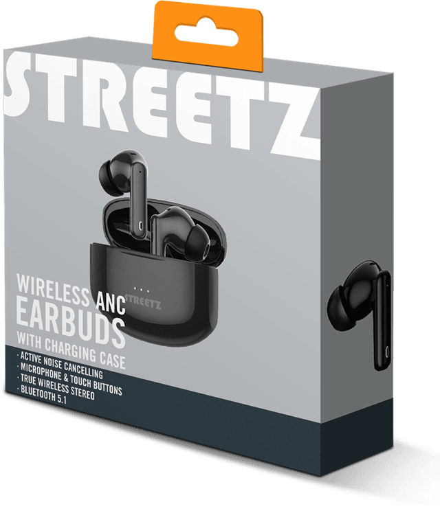 Streetz TWS-116 Black Active Noise Cancelling True Wireless Bluetooth Earphones - 6