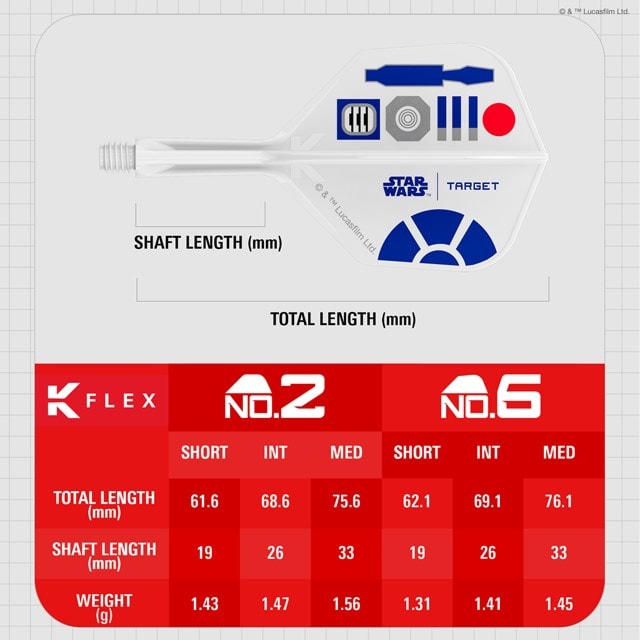 R2-D2 Star Wars Moulded Darts Flights & Shafts - 4