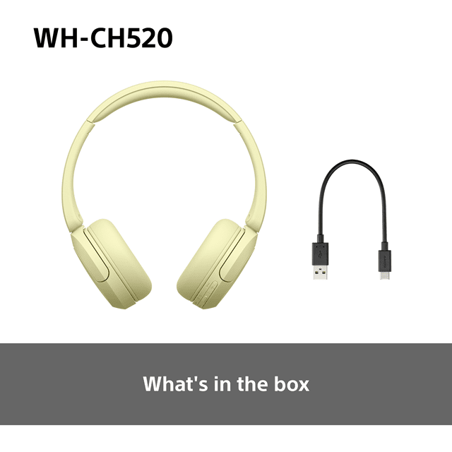 Sony WH-CH520 Yellow Bluetooth Headphones - 6
