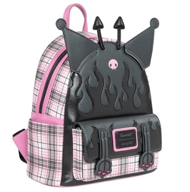 Kuromi Flames Plaid hmv Exclusive Loungefly Mini Backpack - 3