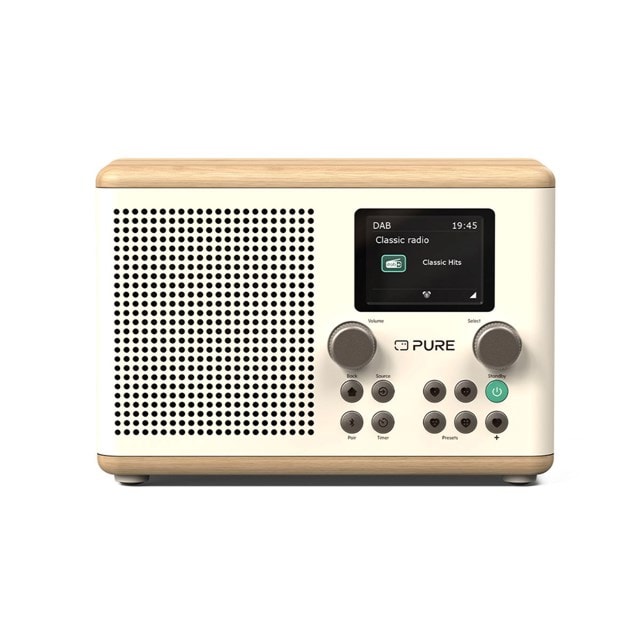 Pure Classic H4 Cotton White/Oak DAB+/FM Portable Radio & Bluetooth Speaker - 1