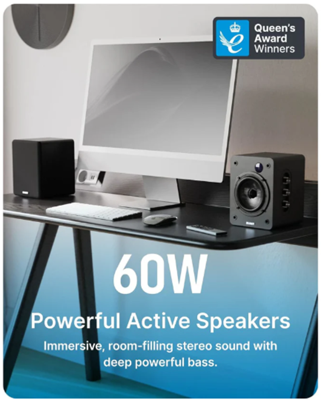 Majority D50X Black Bluetooth Bookshelf Speakers - 2