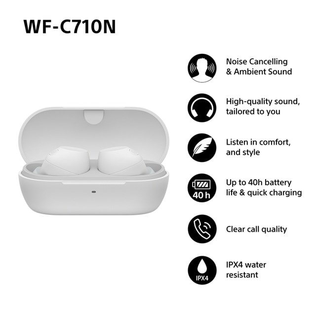 Sony WF-C710N White Noise Cancelling True Wireless Bluetooth Earphones - 10
