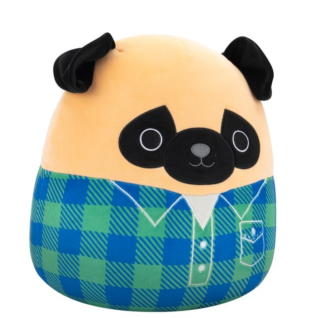Prince Brown Pug In Green And Blue Flannel Shirt Squishmallows Plush - 2