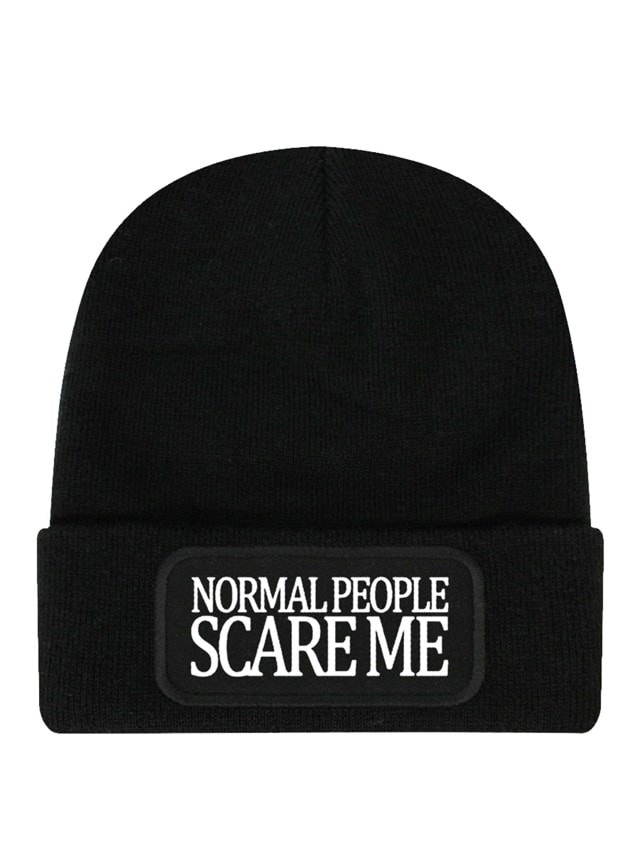 Normal People Scare Me Black Beanie - 1