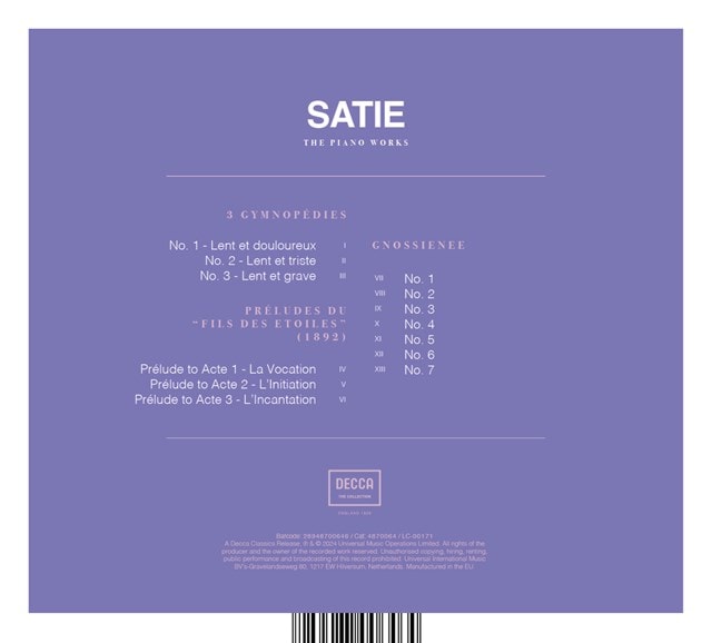 Satie: The Piano Works - 1