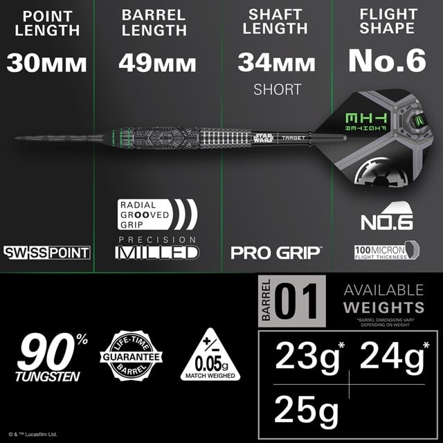 Star Wars TIE Fighter 90% Tungsten Steel 25g Steel Tip Darts - 2