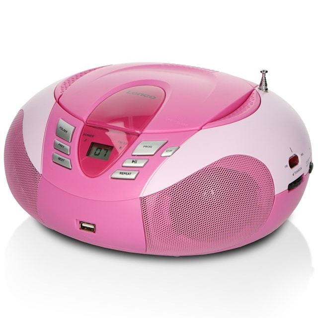 Lenco SCD-37 USB Pink CD Player with FM Radio - 1