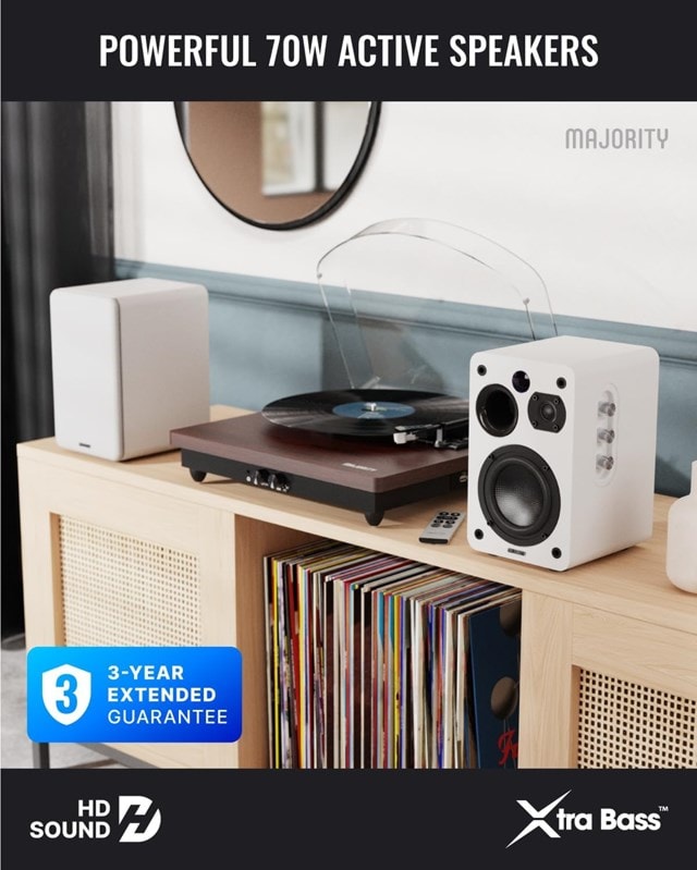 Majority D70X White Bluetooth Bookshelf Speaker - 2