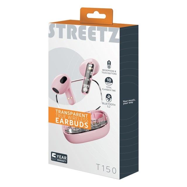 Streetz T150 Transparent Pink True Wireless Bluetooth Earphones - 6