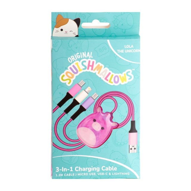 Lazerbuilt Squishmallows Lola the Unicorn 3-in-1 Cable 1.2M - 5