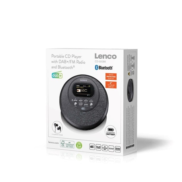Lenco CD-500BK Black Bluetooth Portable CD Player With DAB+/FM Radio - 7